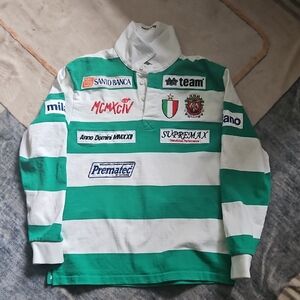 Supreme Green and White Rugby Shirt